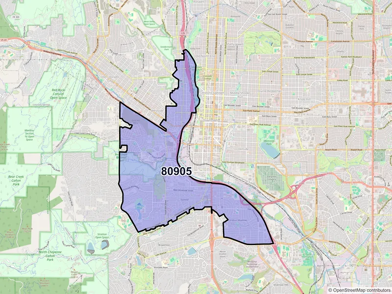 Map of ZIP Code 80905 — Colorado Springs, CO