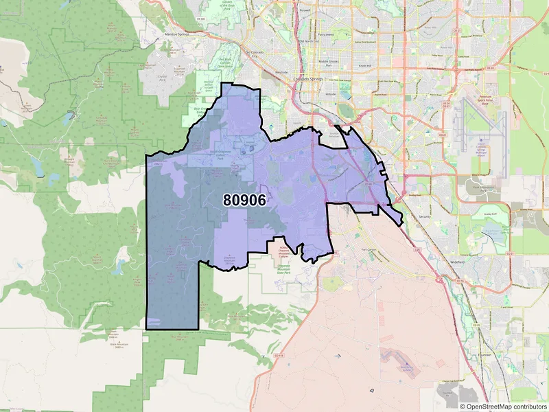 Map of ZIP Code 80906 — Colorado Springs, CO