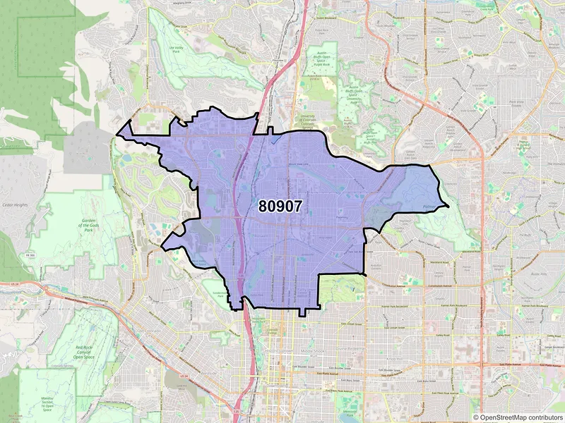 Map of ZIP Code 80907 — Colorado Springs, CO