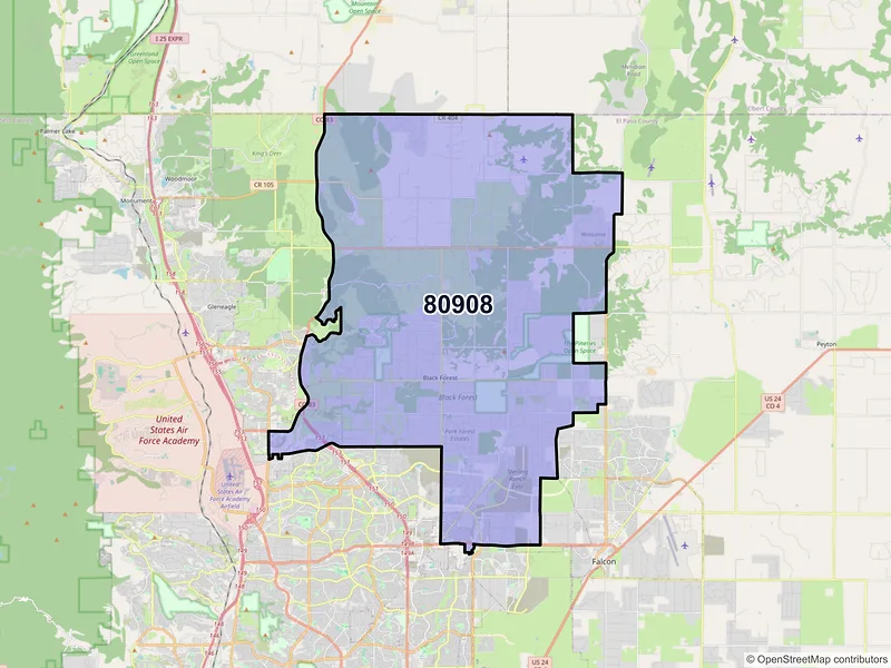 Map of ZIP Code 80908 — Colorado Springs, CO