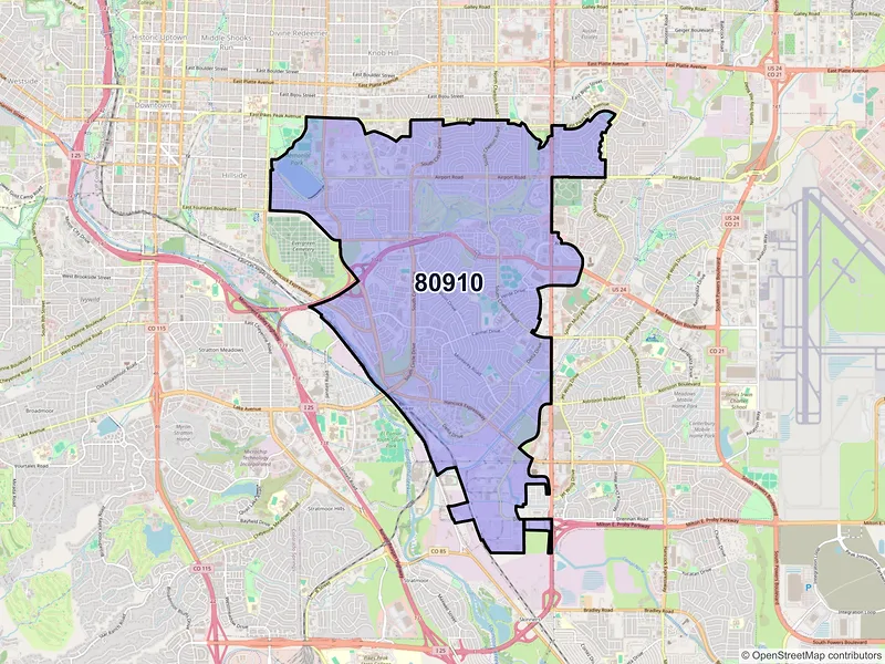 Map of ZIP Code 80910 — Colorado Springs, CO