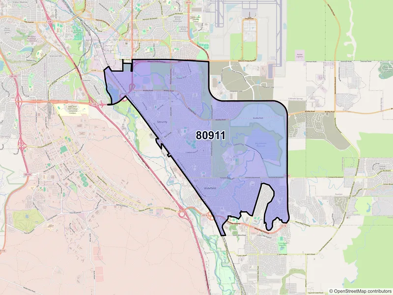 Map of ZIP Code 80911 — Colorado Springs, CO