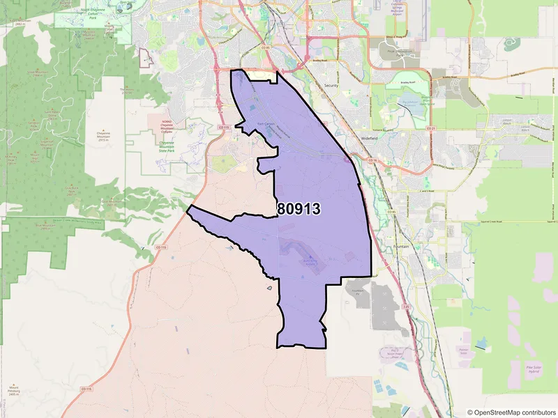 Map of ZIP Code 80913 — Colorado Springs, CO