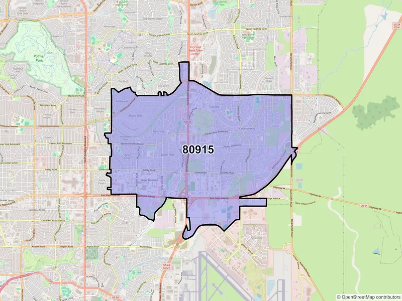 Map of ZIP Code 80915 — Colorado Springs, CO