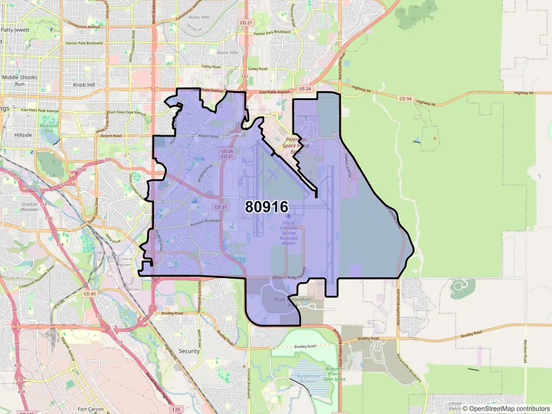 Map of ZIP Code 80916 — Colorado Springs, CO