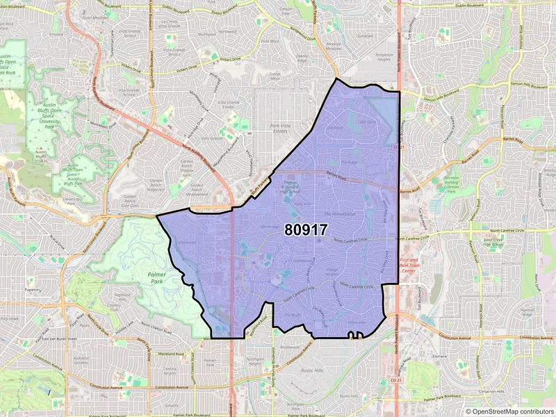 Map of ZIP Code 80917 — Colorado Springs, CO