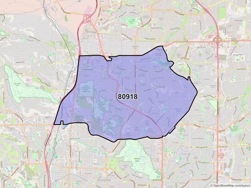Map of ZIP Code 80918 — Colorado Springs, CO