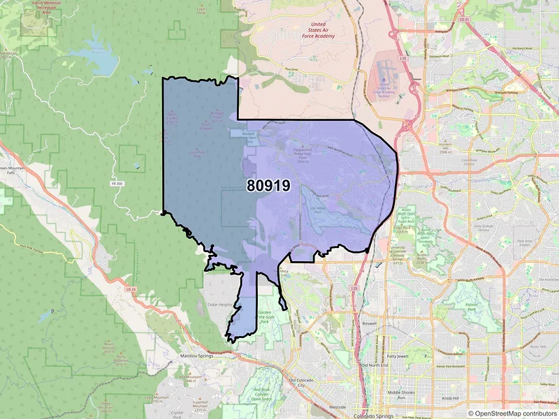 Map of ZIP Code 80919 — Colorado Springs, CO