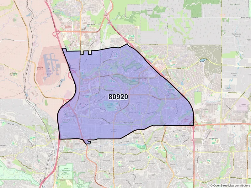 Map of ZIP Code 80920 — Colorado Springs, CO
