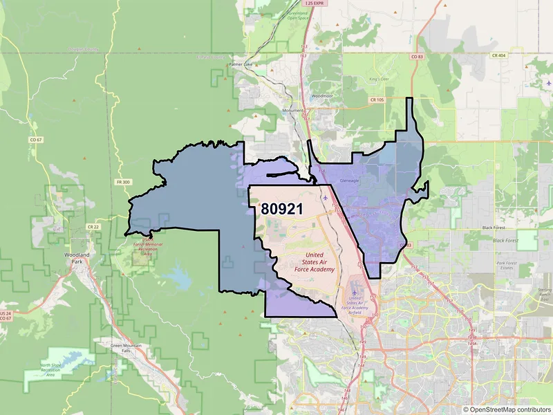 Map of ZIP Code 80921 — Colorado Springs, CO