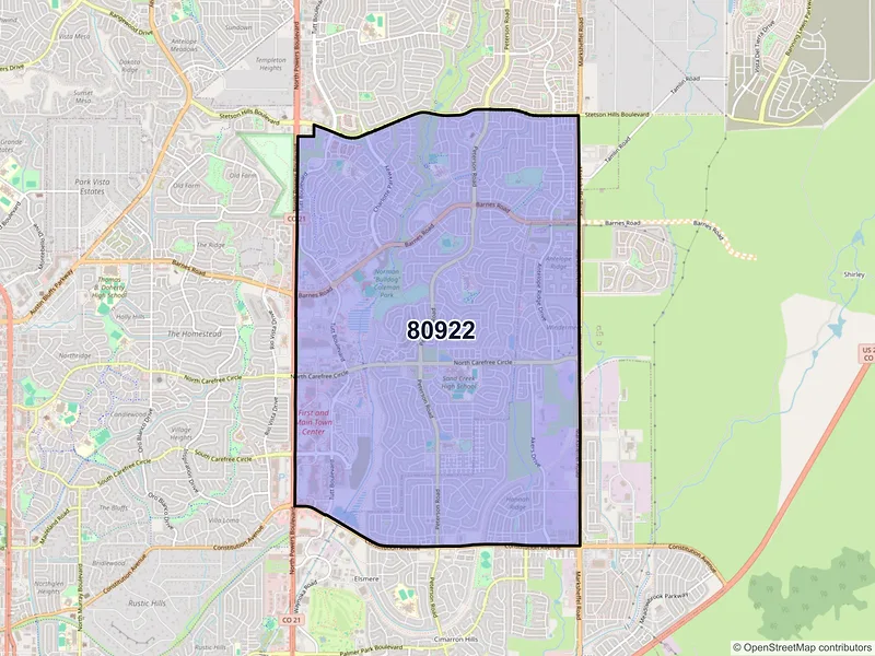 Map of ZIP Code 80922 — Colorado Springs, CO