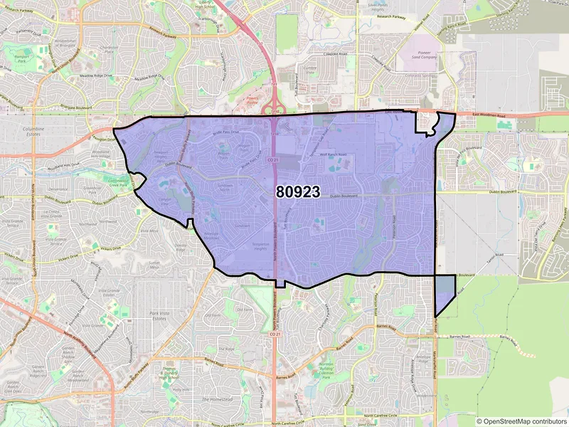 Map of ZIP Code 80923 — Colorado Springs, CO