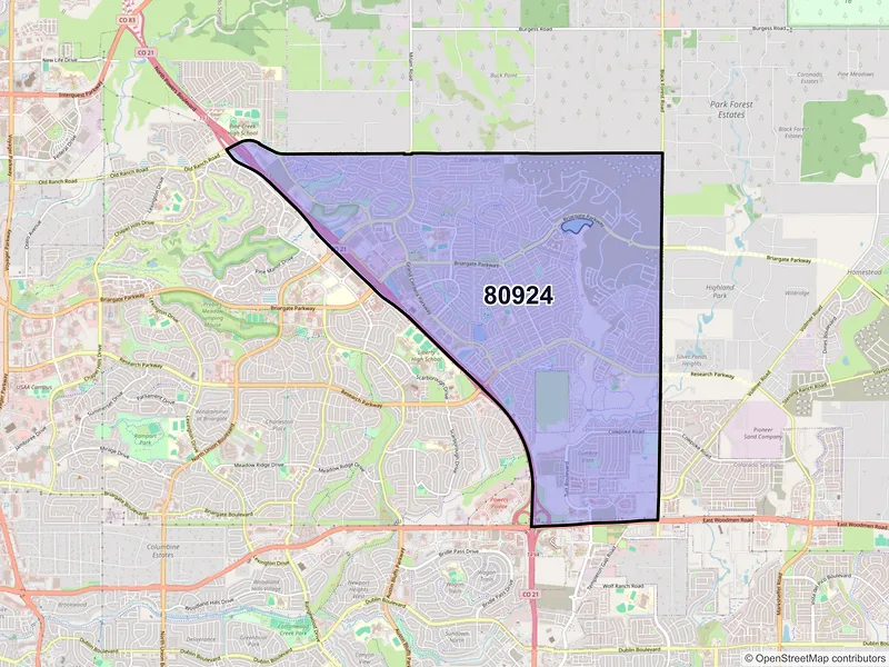 Map of ZIP Code 80924 — Colorado Springs, CO