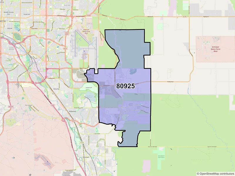 Map of ZIP Code 80925 — Colorado Springs, CO
