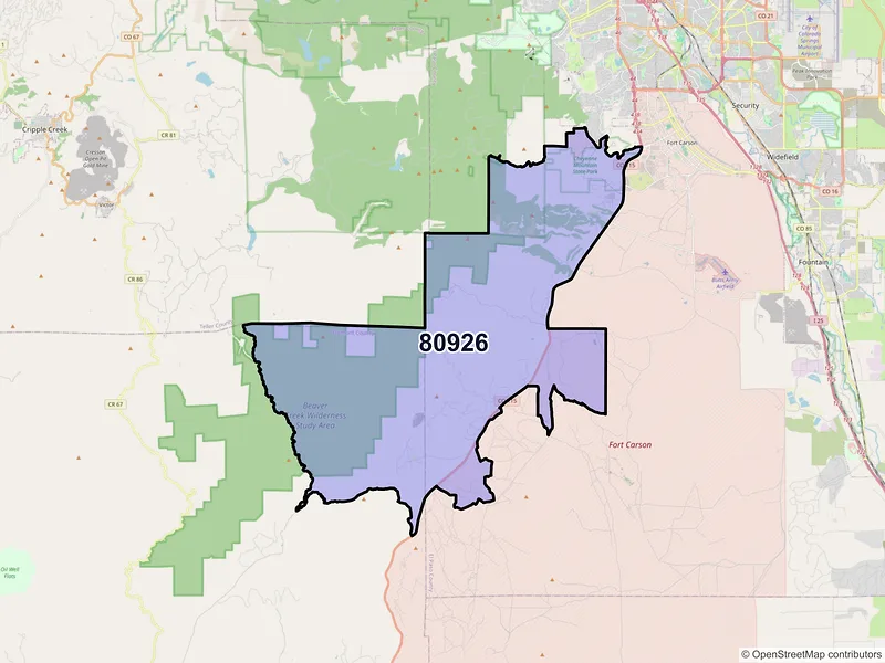 Map of ZIP Code 80926 — Colorado Springs, CO