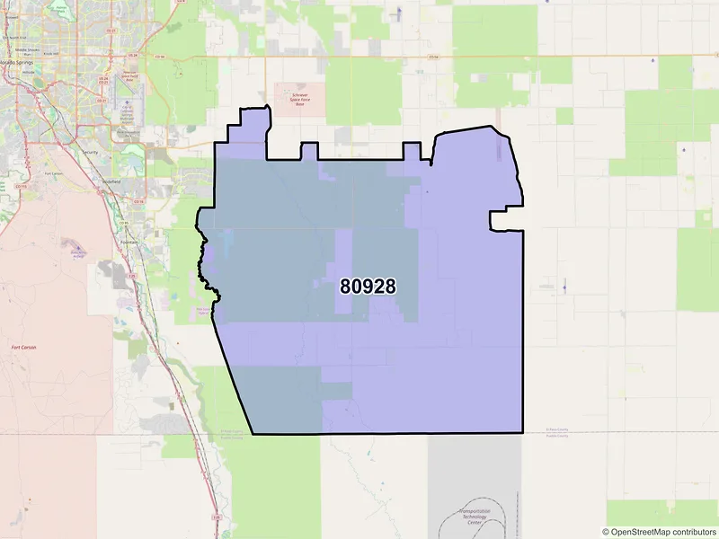 Map of ZIP Code 80928 — Colorado Springs, CO