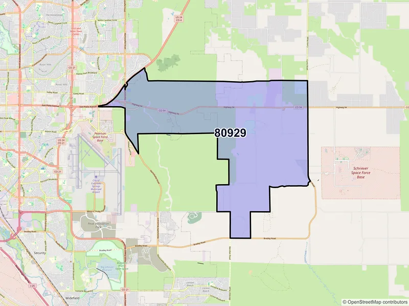 Map of ZIP Code 80929 — Colorado Springs, CO