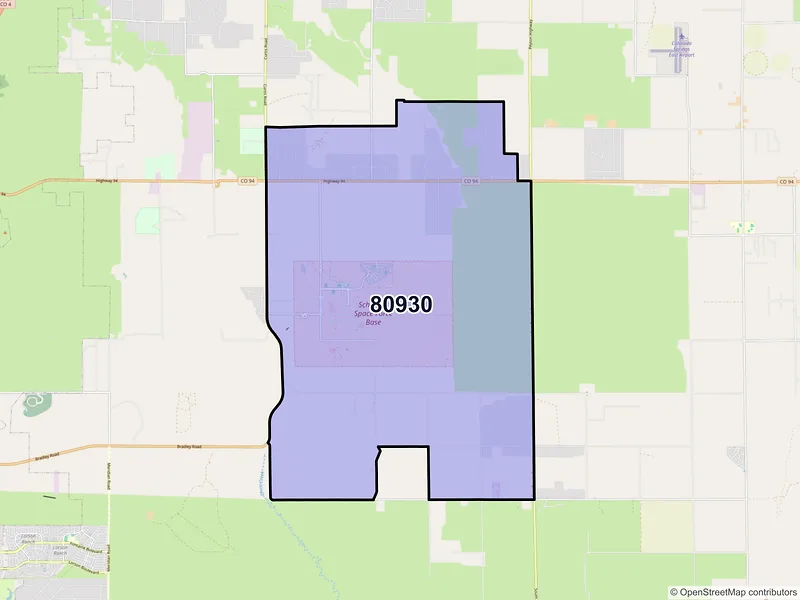 Map of ZIP Code 80930 — Colorado Springs, CO