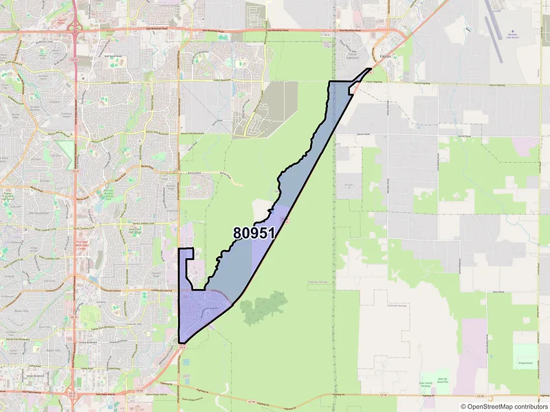 Map of ZIP Code 80951 — Colorado Springs, CO