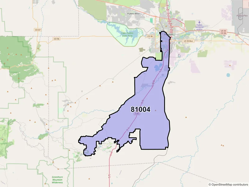 Map of ZIP Code 81004 — Pueblo, CO
