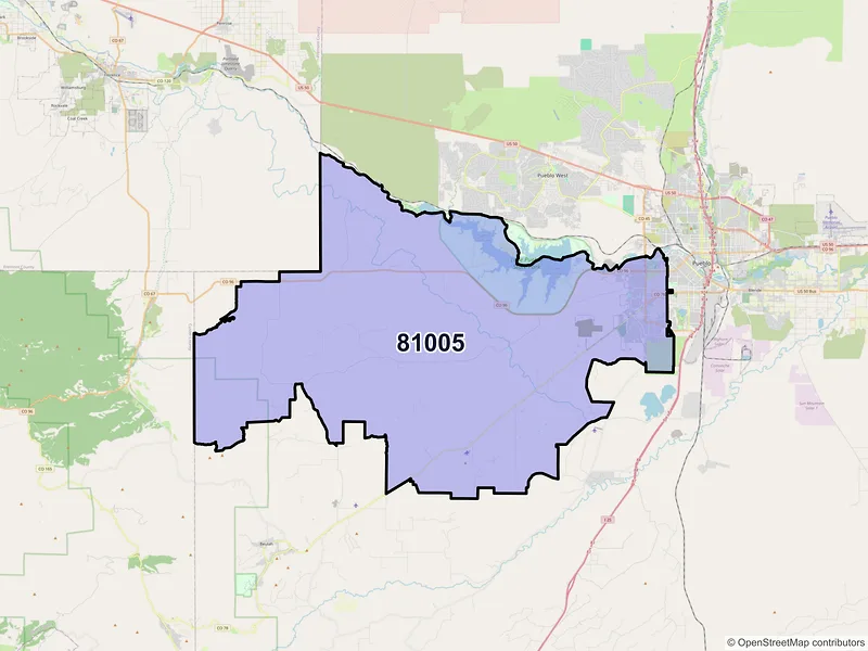 Map of ZIP Code 81005 — Pueblo, CO