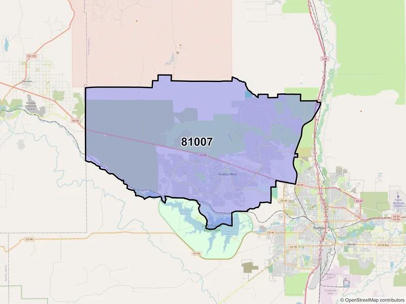 Map of ZIP Code 81007 — Pueblo, CO