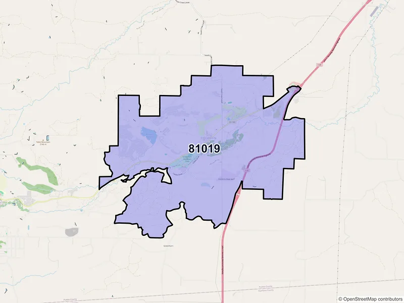 Map of Colorado City, Colorado and ZIP codes