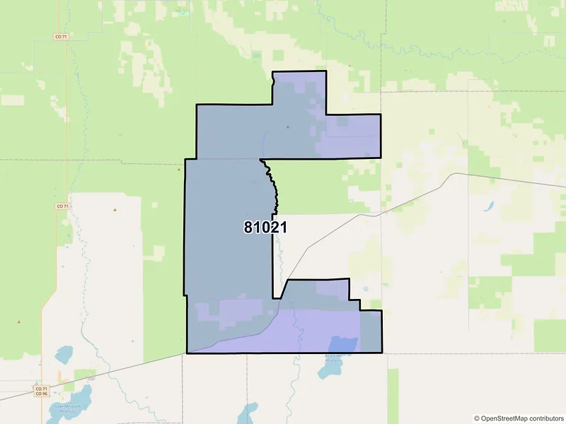 Map of ZIP Code 81021 — Arlington, CO