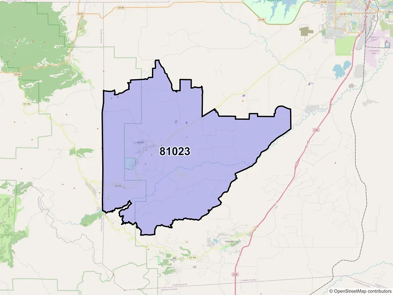 Map of ZIP Code 81023 — Beulah, CO