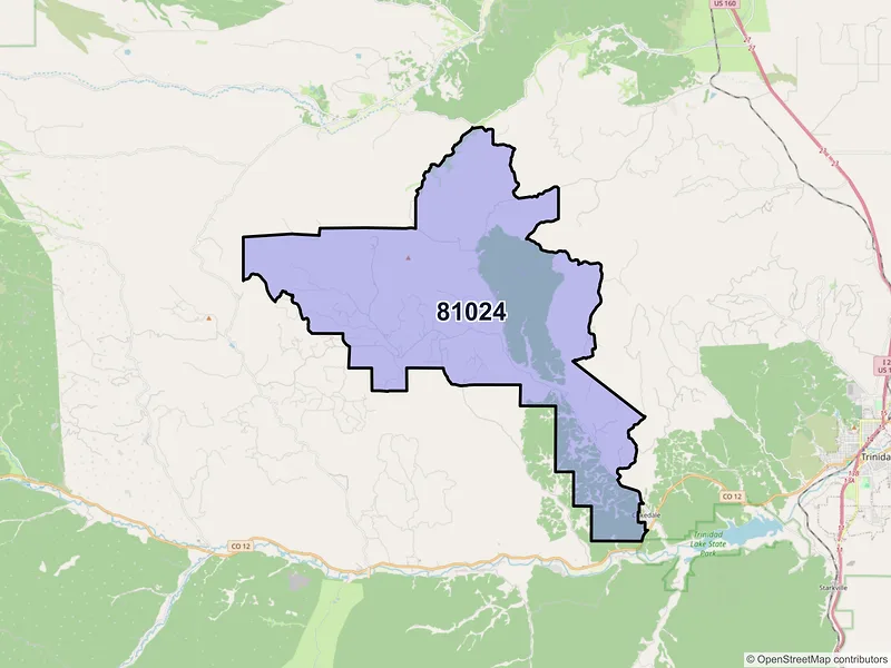 Map of ZIP Code 81024 — Boncarbo, CO