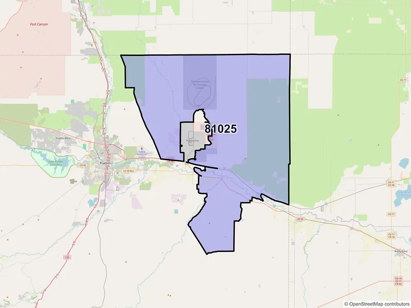 Map of ZIP Code 81025 — Boone, CO