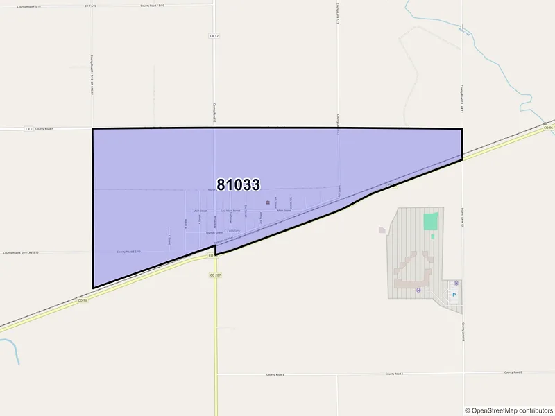 Map of Crowley, Colorado and ZIP codes