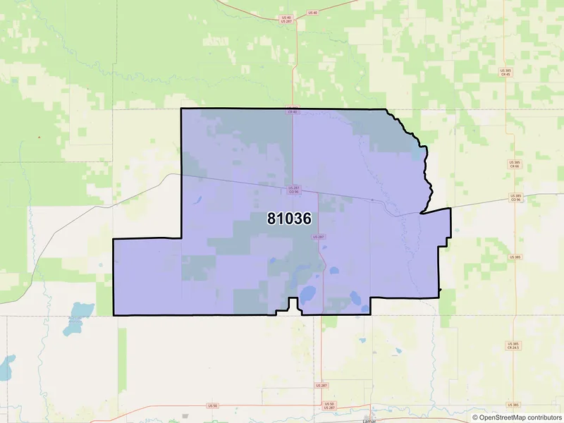 Map of ZIP Code 81036 — Eads, CO