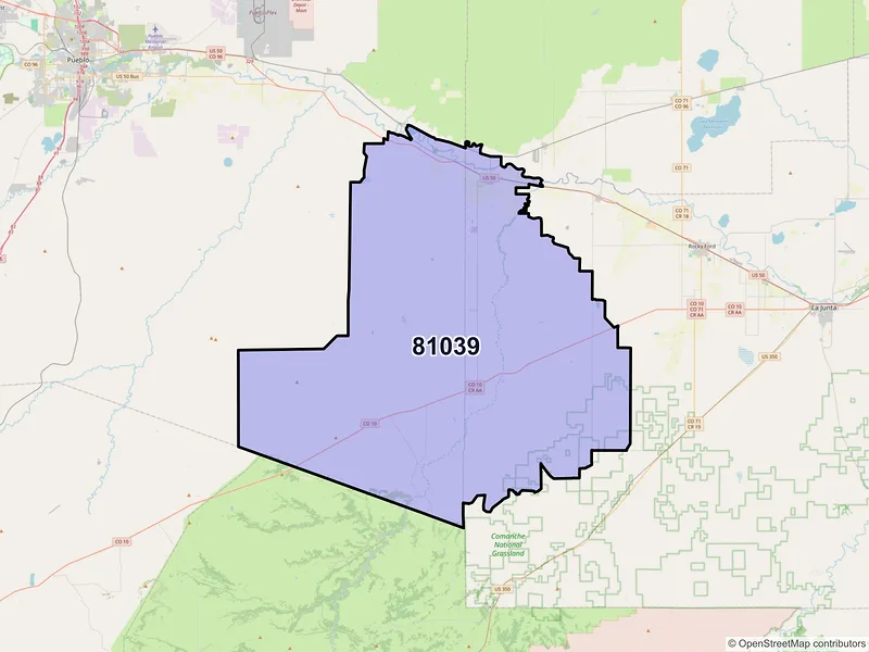Map of ZIP Code 81039 — Fowler, CO