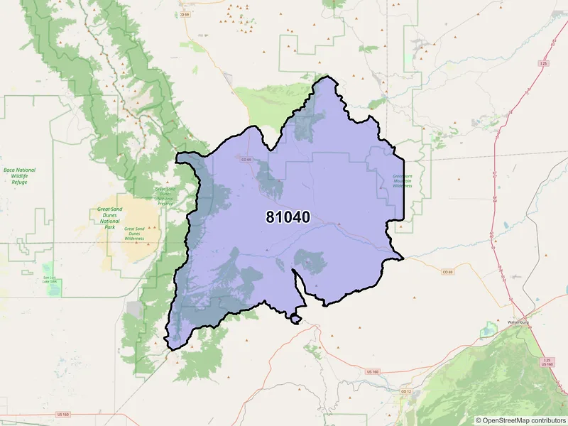 Map of ZIP Code 81040 — Gardner, CO