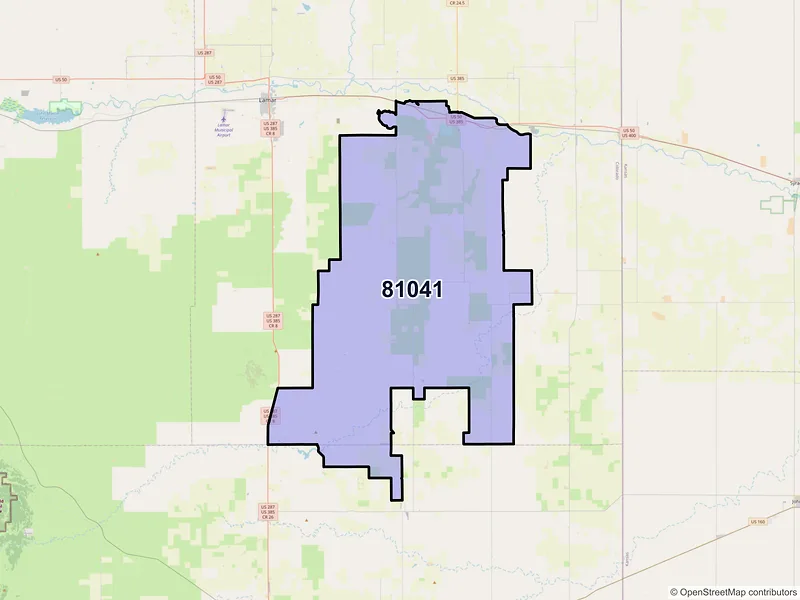 Map of ZIP Code 81041 — Granada, CO