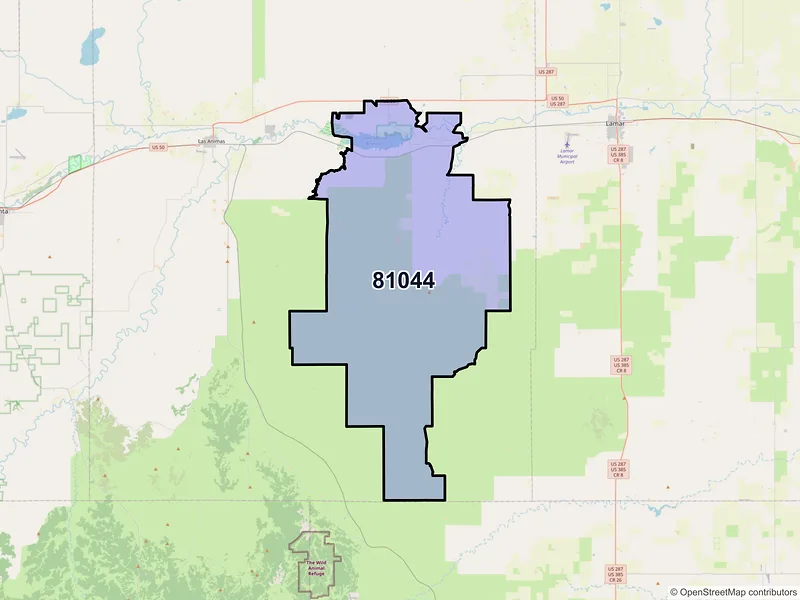 Map of ZIP Code 81044 — Hasty, CO