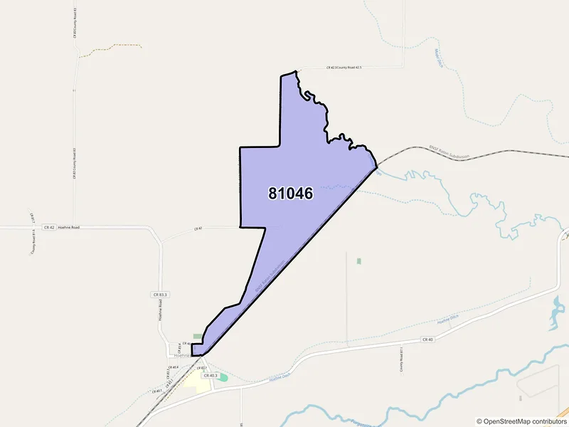 Map of Hoehne, Colorado and ZIP codes