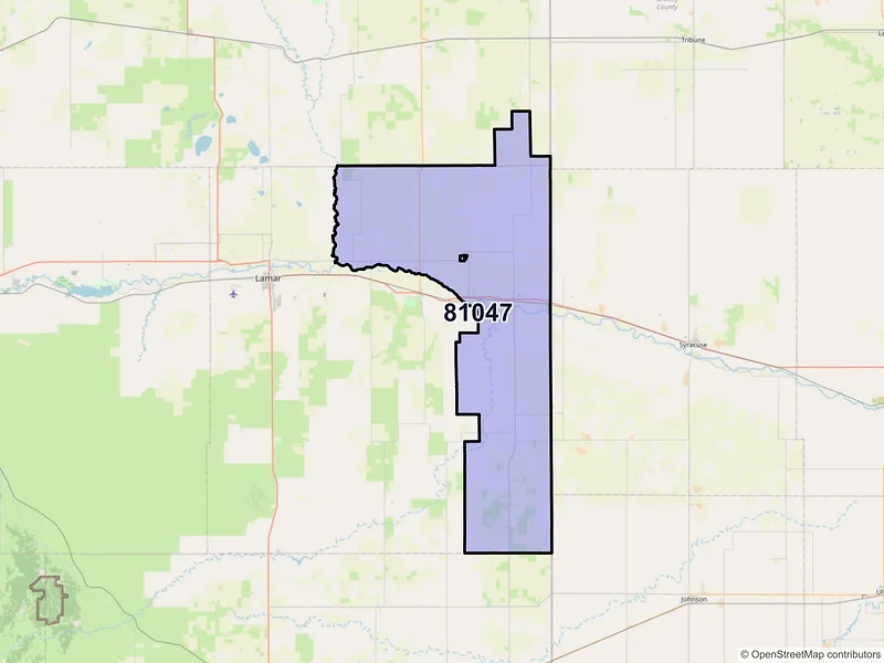 Map of ZIP Code 81047 — Holly, CO