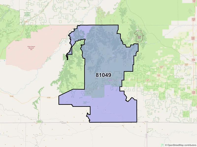 Map of ZIP Code 81049 — Kim, CO