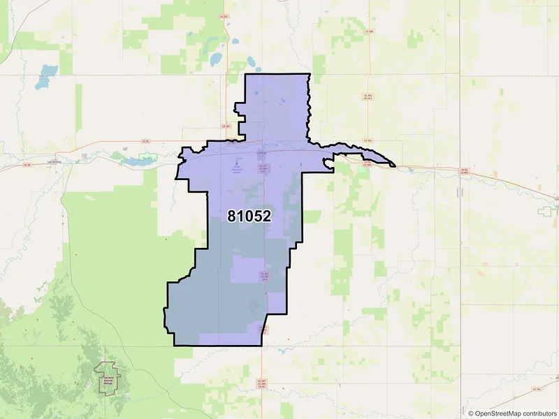 Map of ZIP Code 81052 — Lamar, CO