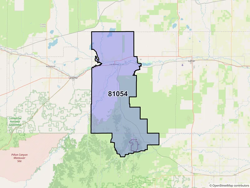 Map of ZIP Code 81054 — Las Animas, CO