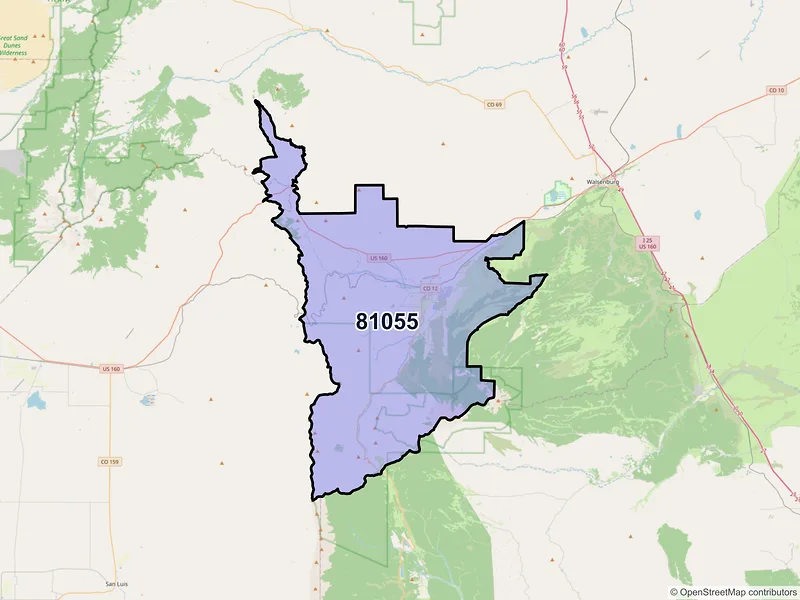 Map of ZIP Code 81055 — La Veta, CO
