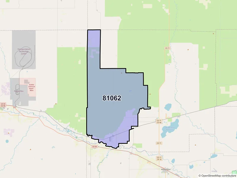 Map of ZIP Code 81062 — Olney Springs, CO