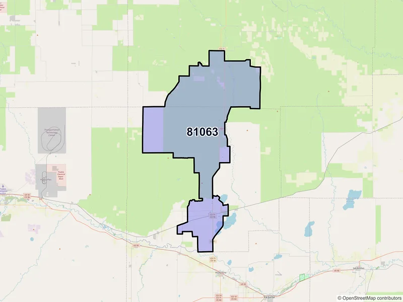 Map of ZIP Code 81063 — Ordway, CO