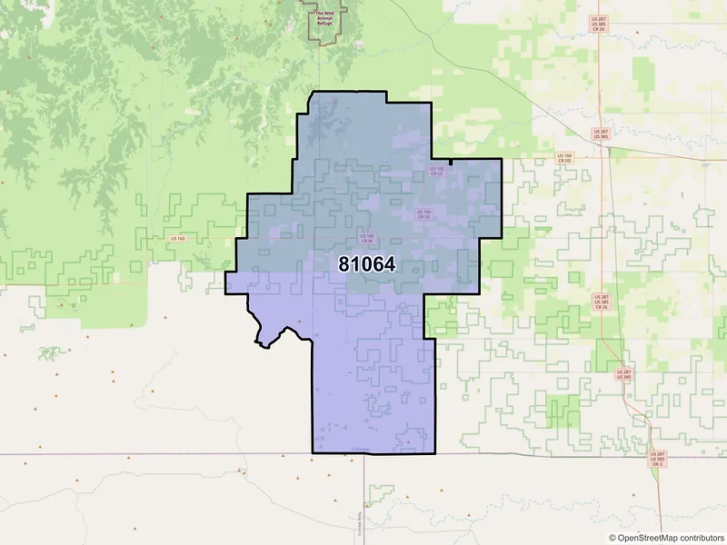 Map of ZIP Code 81064 — Pritchett, CO