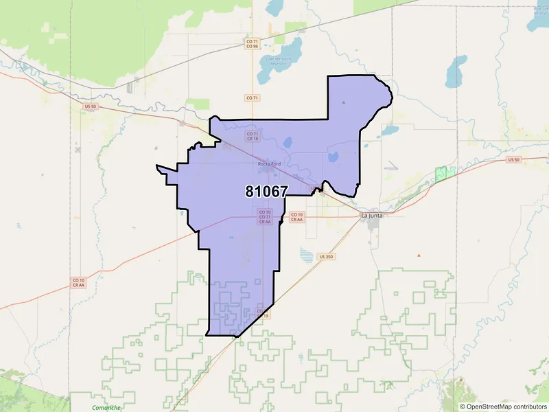 Map of ZIP Code 81067 — Rocky Ford, CO