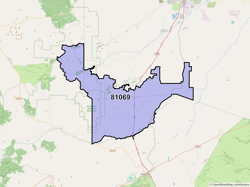 Map of ZIP Code 81069 — Rye, CO