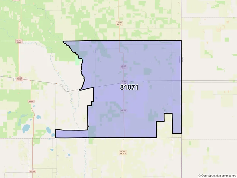 Map of ZIP Code 81071 — Sheridan Lake, CO