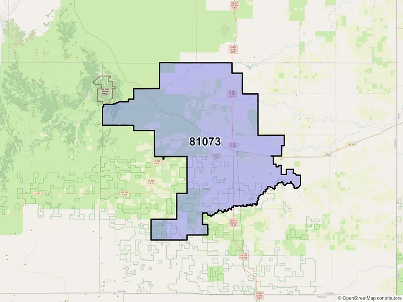 Map of ZIP Code 81073 — Springfield, CO